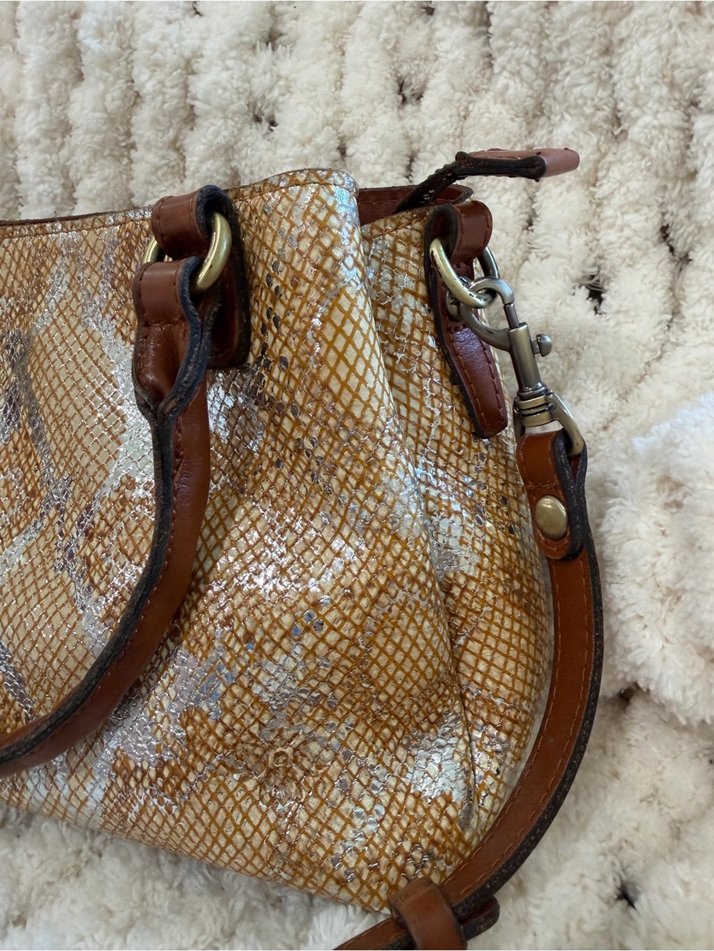 Patricia Nash Brown Snakeskin-Print Crossbody Satchel 10th anniversary - Picture 2 of 14